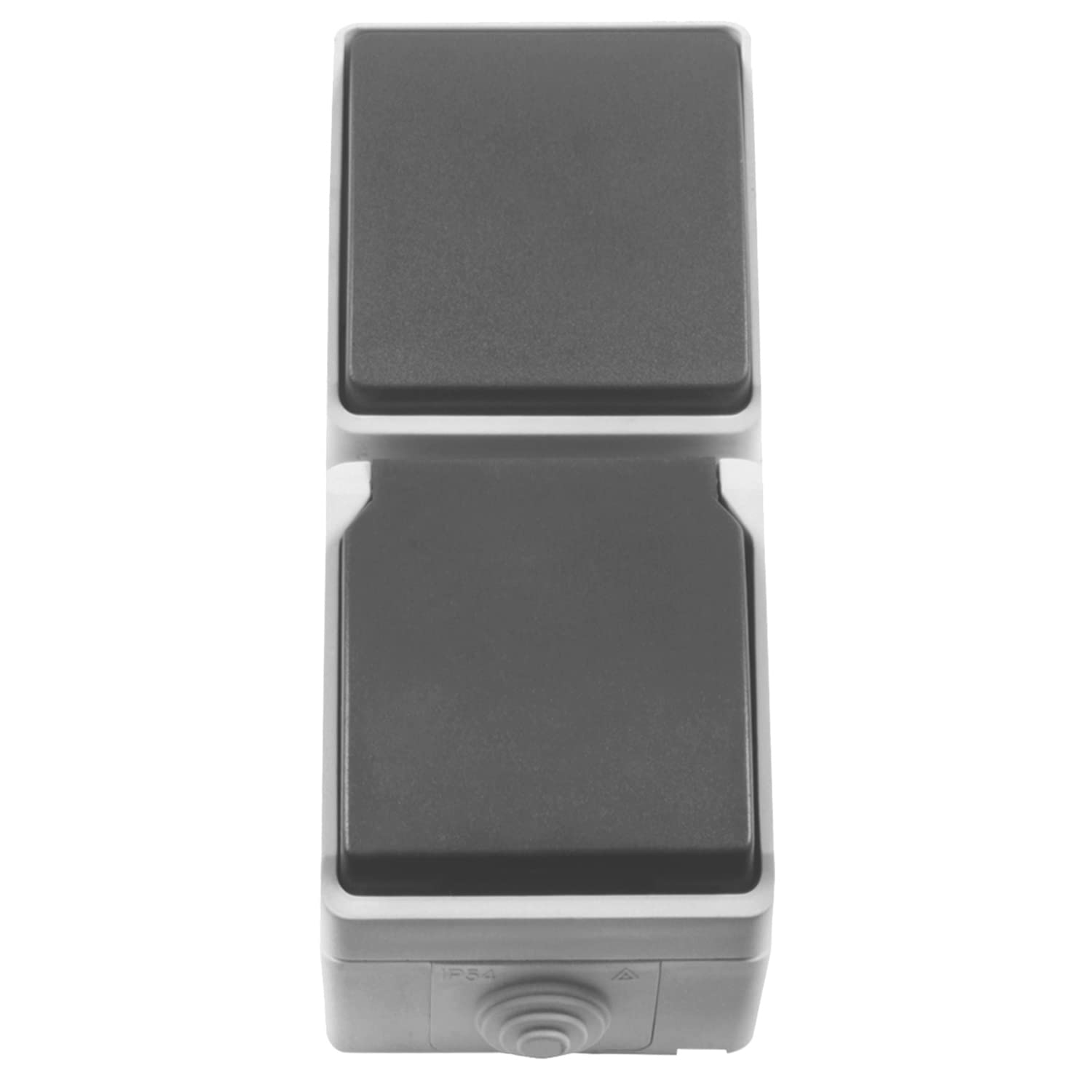 Enchufe Schuko Con Interruptor IP54 - Resistente Al Agua, Para Interior Y Exterior, Color Gris Y Negro