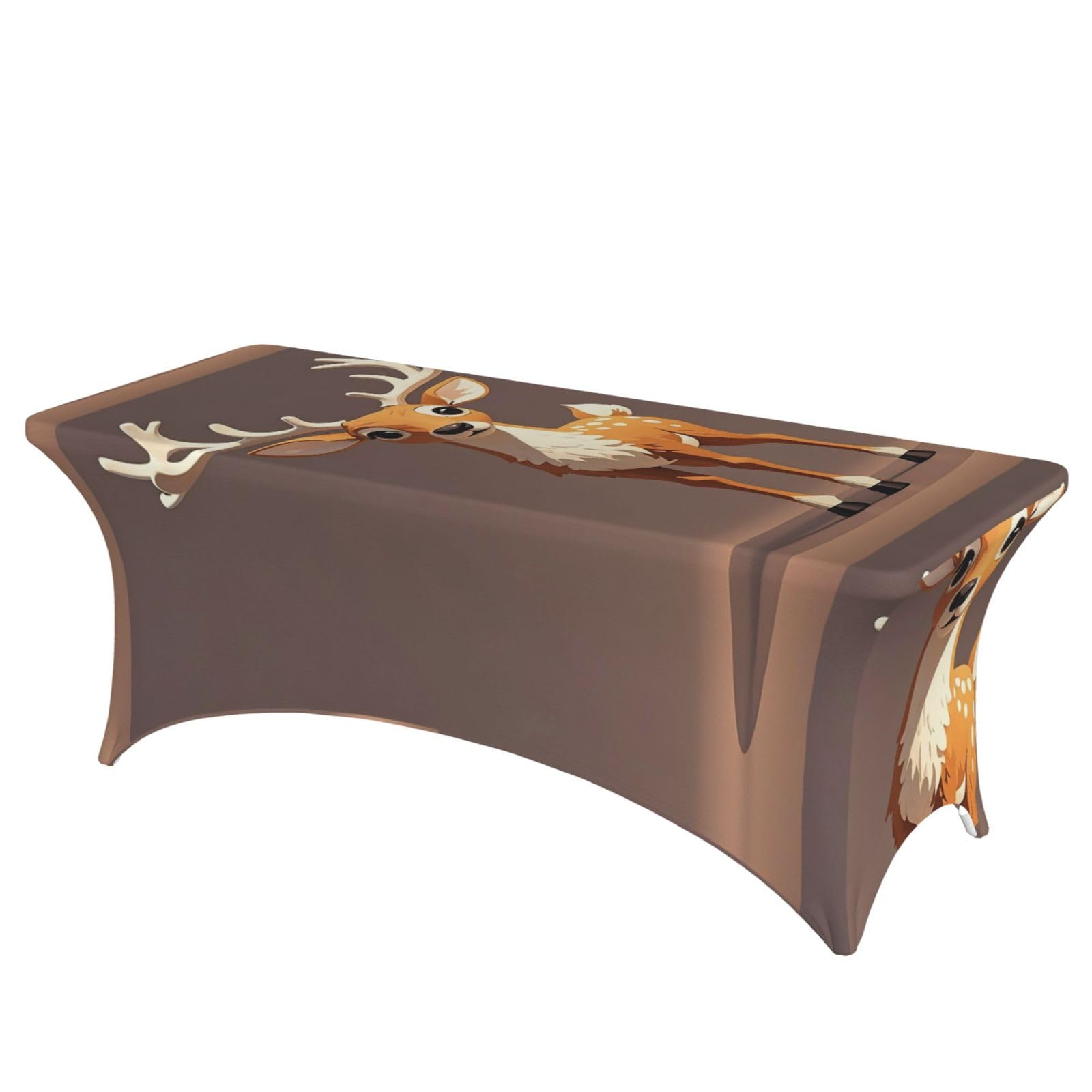 LMNGH Deer Decorative Tablecloth Protector for Wedding, Banquet & Parties6FT Spandex Rectangle Tablecloths, Stretch Washable Table Cloth Wrinkle Free Patio Table Cover