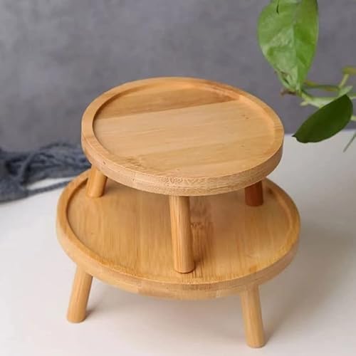 Miniatura 5 de Happyyami Mini taburete de madera para plantas, soporte moderno para plantas, estante redondo para macetas, estante para bonsái, maceta elevadora,
