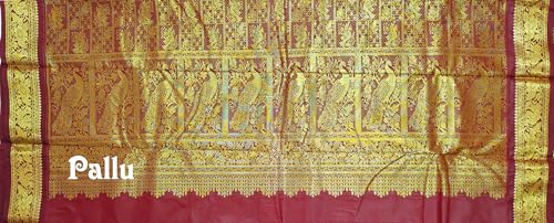 Image of VFCollections Women's Kanchipuram Silk Bridal Pure Pattu Cream White Sarees With Blouse