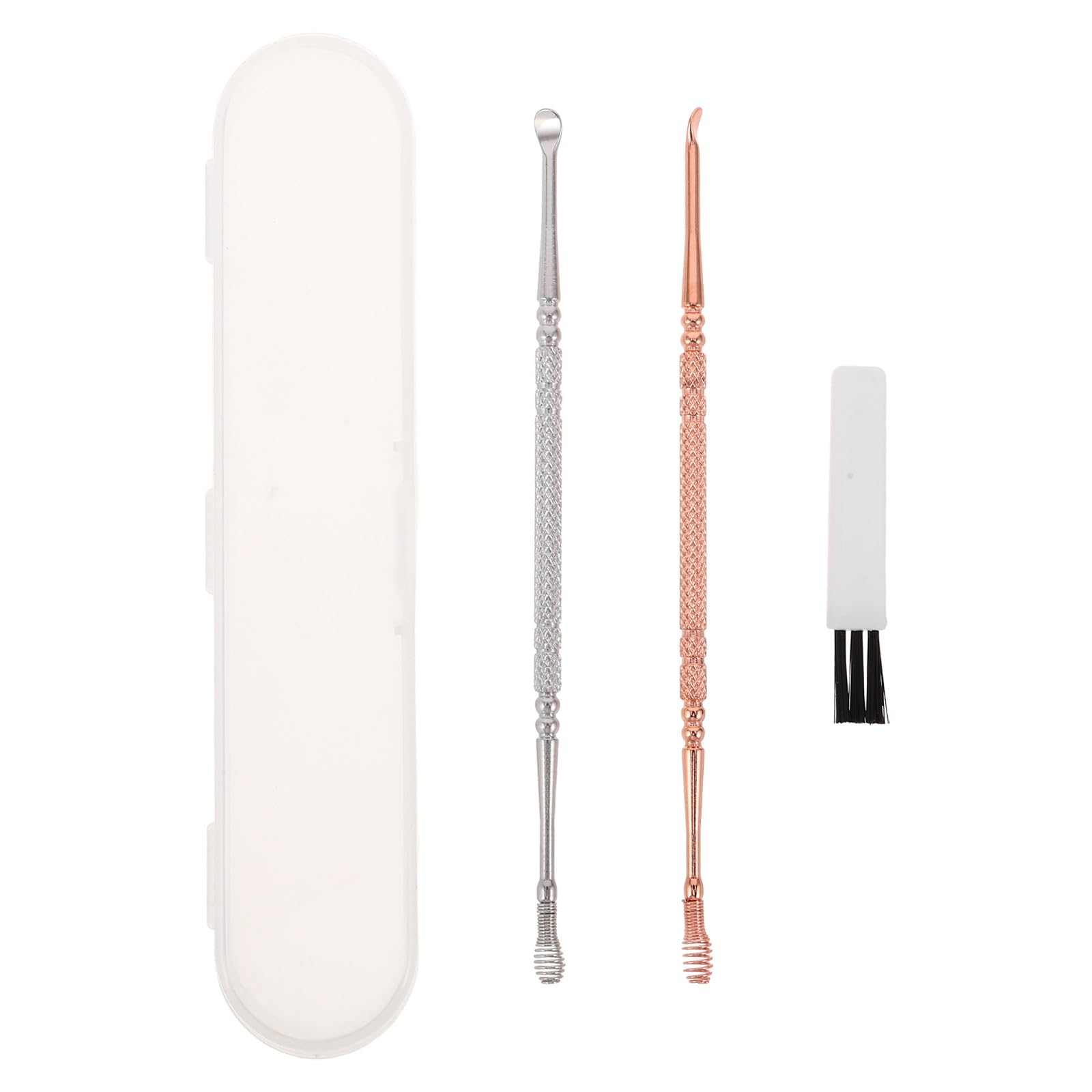 1 Set Spiral Ear Wax Removal Tool - Stainless Steel Earwax Picking Spoon with Brush - Reusable Ear