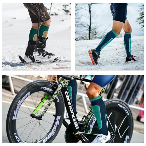 Image of Hylaea Merino Wool Ski Socks, Cold Weather Socks for Snowboarding, Snow, Winter, Thermal Knee-high Warm Socks, Hunting