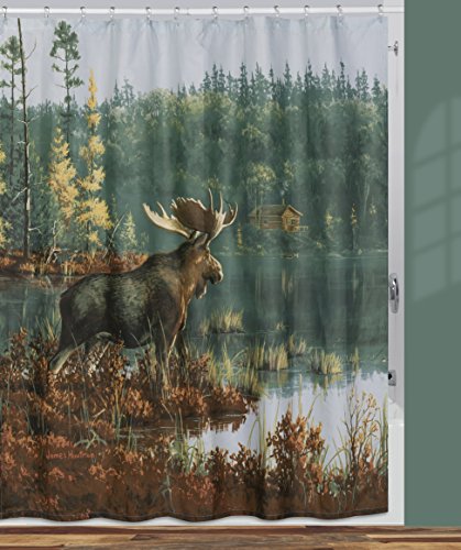 Creative Bath Products Back Bay Moose Shower Curtain, 72