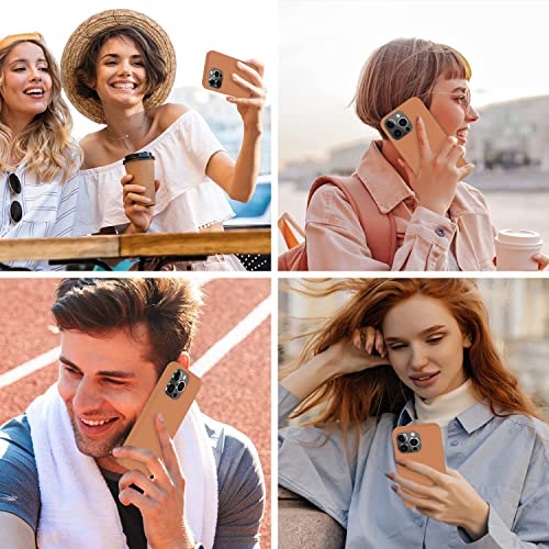 Image of Elzzi Microfiber Candy Case Compatible for iPhone 14 PRO MAX, Shockproof Slim Back Cover Liquid Silicone Case (Brown)