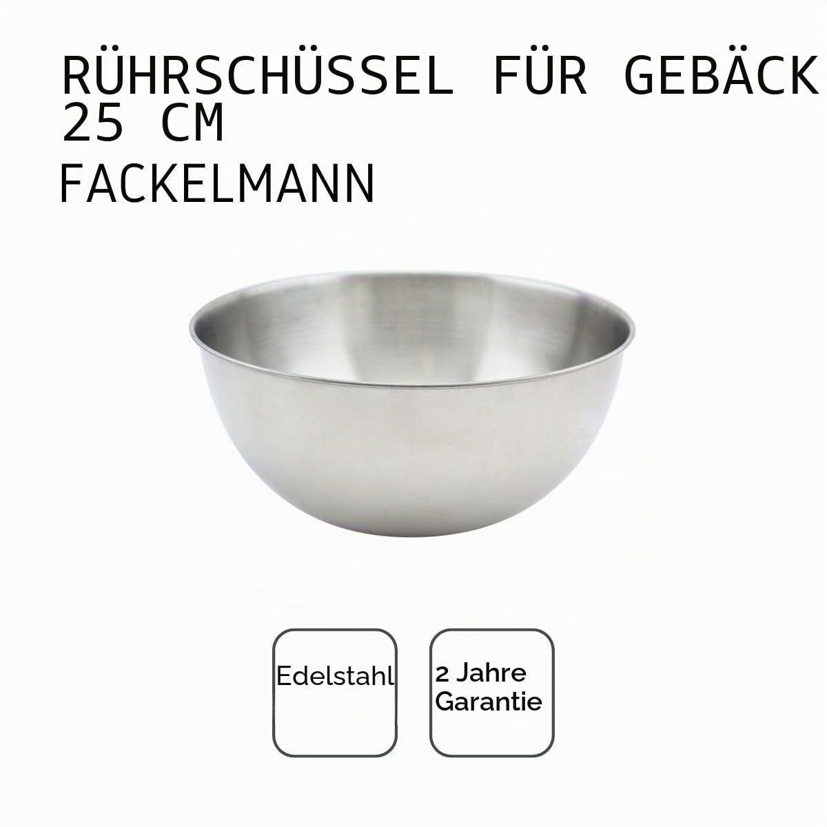 FACKELMANN 28661 Rührschüssel aus Edelstahl, Rührschüssel, Salatschüssel aus Metall, Edelstahl, 25 cm Küche, Haushalt & Wohnen