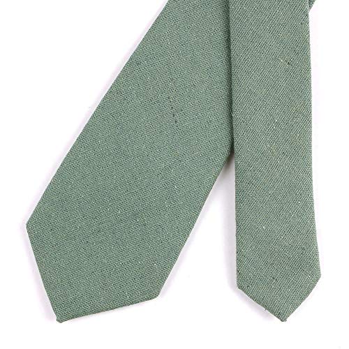 Image of Elfeves Men's Skinny Solid Color Tie Causal Cotton Linen Narrow Slim cut Necktie