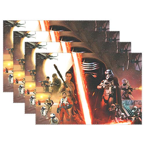 YMXHUR Star Wars Placemats for Placemat for Kitchen Table Polyester Heat Resistant Table Mats 18x12 inches Set of 4