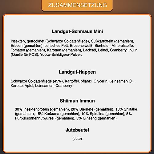 Bellfor Futterset für Havaneser – Hypoallergenes, getreidefreies Trockenfutter mit Insektenprotein 2,5 kg, Soft-Snacks 200 g & Ergänzungsfuttermittel Immun Pulver 50 g