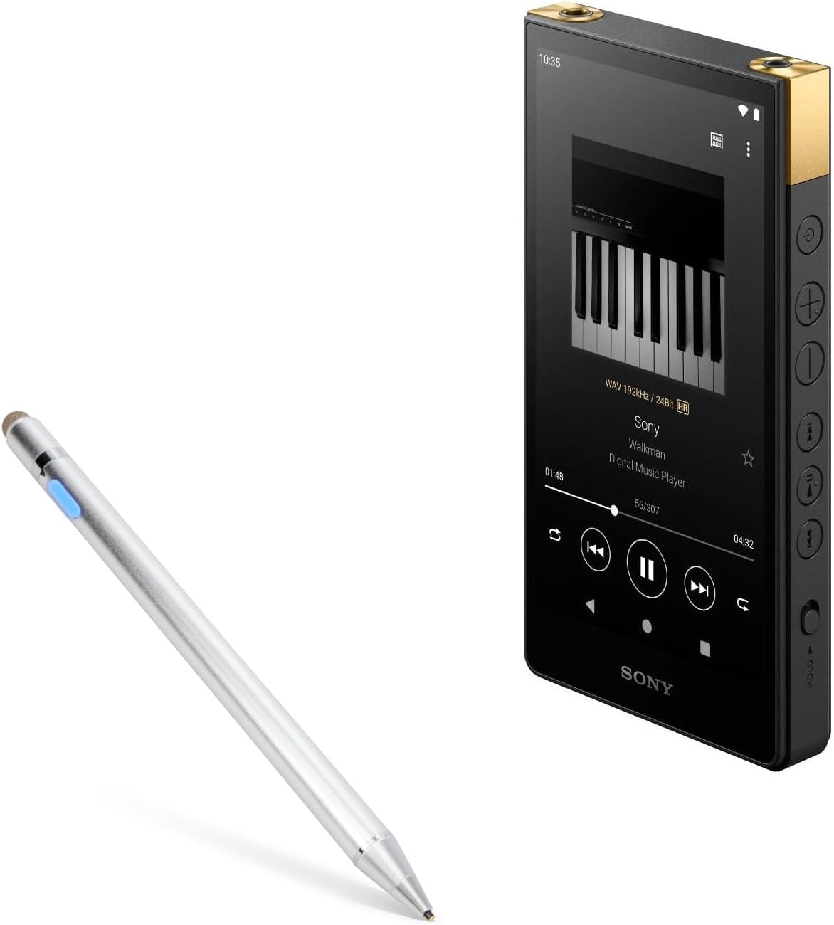 BoxWave Stylus Pen Compatible with Sony Walkman (NW-ZX707) - AccuPoint Active Stylus, Electronic Stylus with Ultra Fine Tip - Metallic Silver