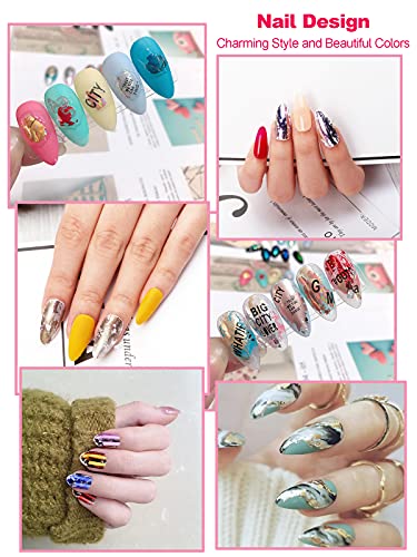 EBANKU 10 rollen metallic kleur holografische nagel folie transfer sticker, nagelfolie zelfklevende sticker, nail art… - Image 4