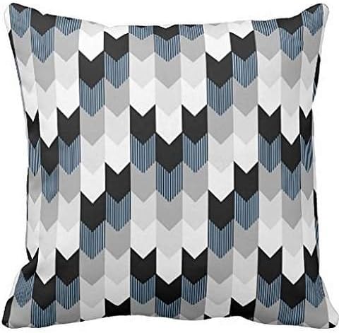 Funky Arrow Chevron Stripes Black Grey Blue White Throw pillow case 1818
