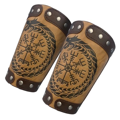 Armure de bras en cuir viking Jormungandr ajustable pour avant-bras - 2