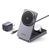 MagFlow Qi2 3-in-1 Charger Station for iPhone 16, Foldable Wireless Charger Stand Compatible with iPhone 16/15/14/13/12 Series, AirPods 3/2/Pro, Smartwatch (Included 30W Adapter)