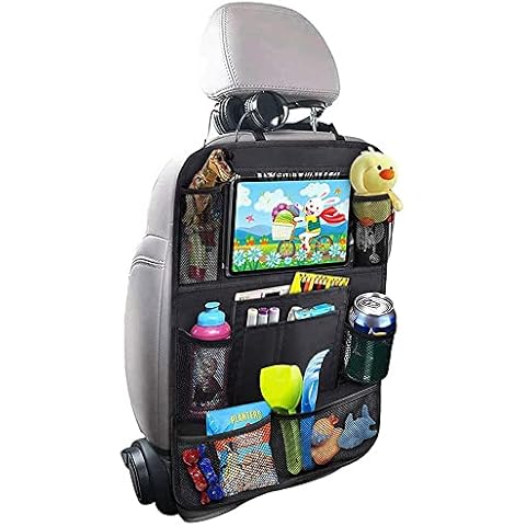 MYKOMI Car Backseat Organizer, Waterproof and Durable Car Seat Organizer Kick Mats, 9 Storage, Tablet Holder, Pockets Car Back Seat Protectors Kick Mats Car Travel Accessories (1 pack) Cover