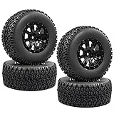 Acekeeps 1/10 RC Short Course Truck Wheels and Tires Combo (Pre-Glued, Hex 12mm) for 1/10 Traxxas Slash 2WD/4WD Losi Tenacity Redcat Blackout SC Exceed RC Buggy Car, 4-Pack (Y-Shape)