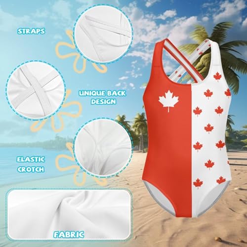 Image of Xpyiqun Swimsuit for Girls One Piece Bathing Suits Size 5-14 Sleeveless Swimwear Cross Shoulder Strap Swimming Wear