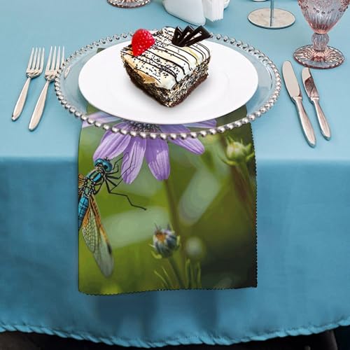 Vintage Flower Plant Dragonfly Servilletas de Tela Pack 4 miniatura 4