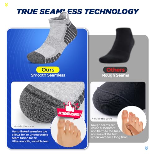Image of TANSTC Athletic Running Ankle Socks,6Pairs Cushioned Low Cut Anti-Blister Tab Sports Sock Men Women