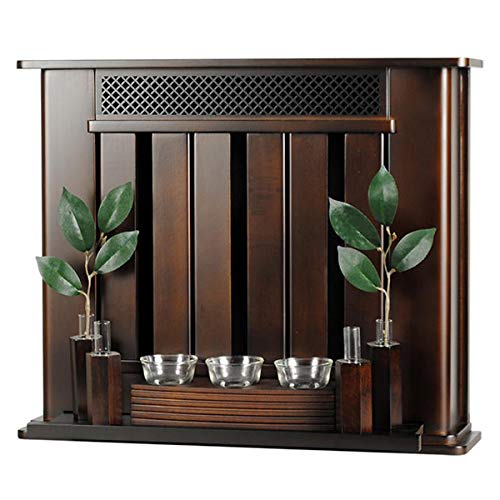 仏縁堂:神棚【モダン神棚:三社箱宮 聖(ひじり)】神道 神札 お札 札入れ (ウォルナット色, 神具(SORA)付き)