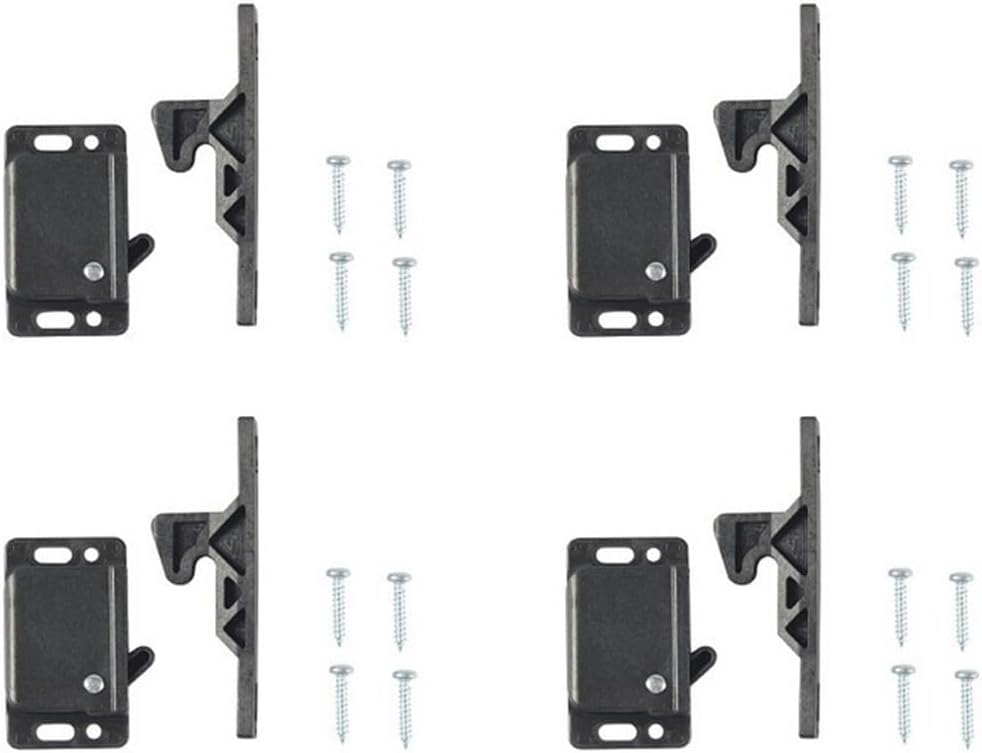Storage Cabinet Latch Set – 4-pack Black Abs Drawer Safety-proof with Side- Structure Rvs Campers Travel Trailers Door Grabber – Lock Cabinets Catch Rv Compartments
