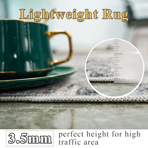 RUUGME Hallway Runner Rug 3x14 - Runner Rug Stain Resistant for Living Room Non Slip Indoor Entryway Rubber Backing Carpet Bedroom Kitchen Distressed Floor Decor Mat Machine Washable 3x14 Blue