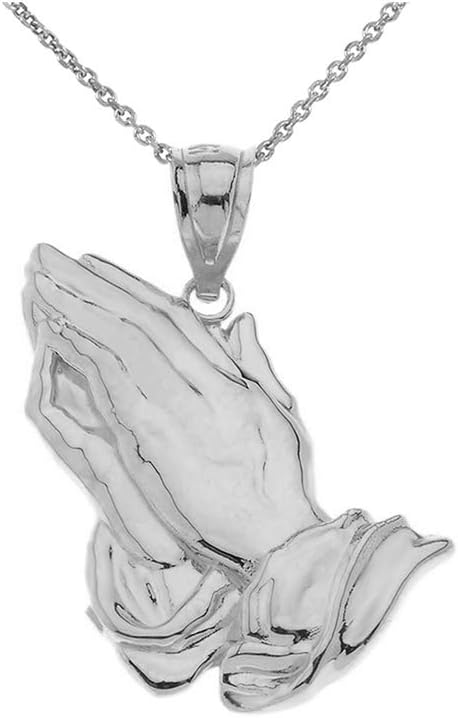 Religious Jewelry .925 Sterling Silver Praying Hands 1” Pendant - Choose Pendant Only or Necklace w/ 16”-22” Chain