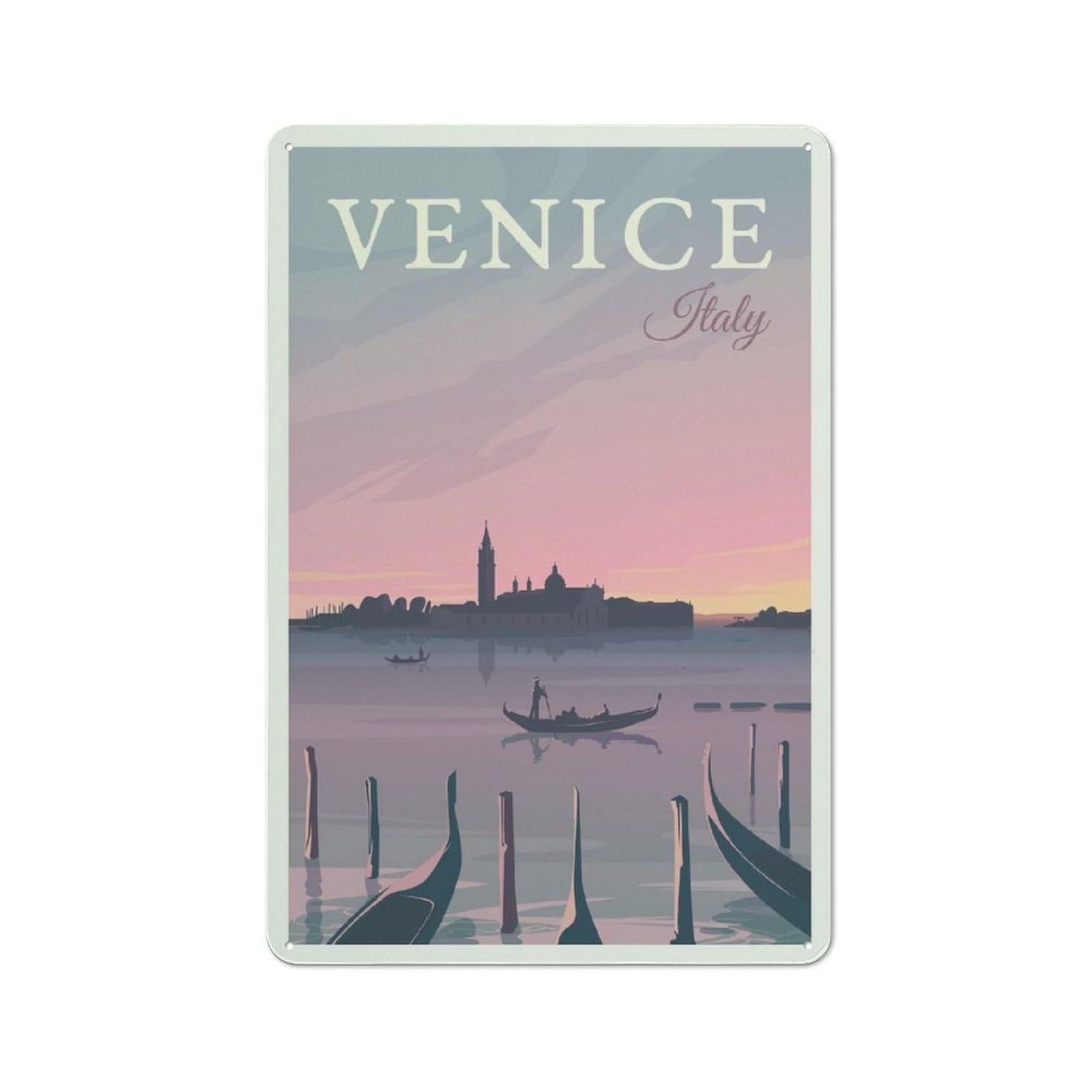 Junmoney Style-18 Tin Wall Plaque 30X20cm With Venice, Italy Travel (3) For Workshop Wall, Housewarming Wall Decor For People Furnishing Workshop