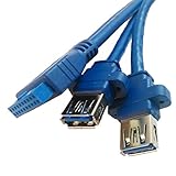 USB 3.0 19-Pin to Dual Port A Female Cable 75cm Blue for Front Panel