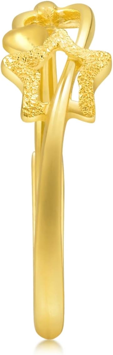 CHOW SANG SANG 999.9 24K Gold Essence Price-by-Weight 1.87g Gold Sandblasted Star Ring for Women 11661R | Size Adjustable