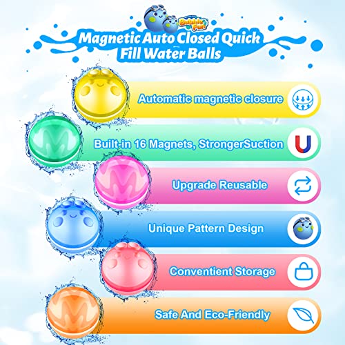 12 Pcs Reusable Water Balloons Self Sealing, Magnetic Water Balloons For Boys Girls With Storage Bag, Reusable Water Bomb Splash Balls, Summer Toy Water Toy For Swimming Pool, Summer Party #TOP1