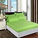 Produktbild Baumwolle Satin Streifen Spannbetttuch Bettlaken Matratzenbezug mit Gummiband für Home Hotel Single Double Solid Color, Grün, 100x200x25cm