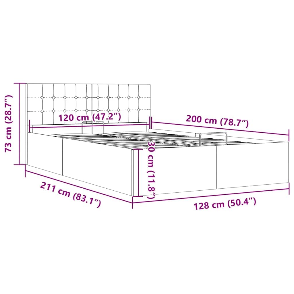 vidaXL Stauraumbett Hydraulisch Polsterbett Doppelbett Bett Schlafzimmerbett Stoffbett Bettrahmen Bettgestell mit Stauraum Hellgrau 120x200cm