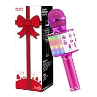 Fede Microphone for Kids Adults, Wireless Bluetooth Microphone with Flashing Colorful LED Lights Portable Speaker Karaoke Machine, Home KTV Player Support Android & iOS Devices for Party Singing