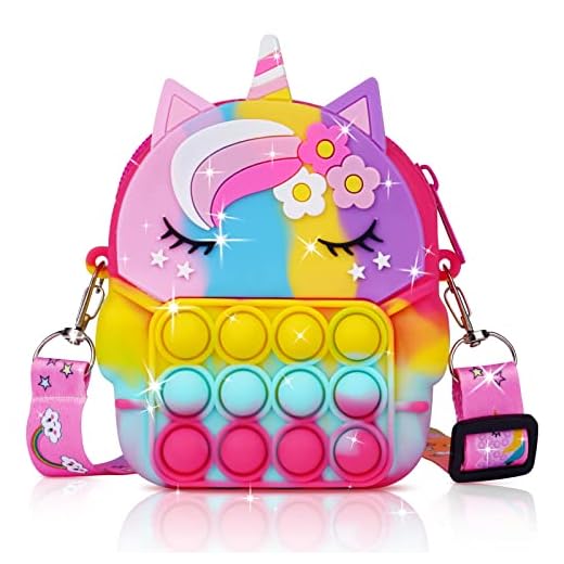 Ainiv Pop Bolso It, 2 en 1 Bolso Fidget Toy, Unicornio Push Pop Bubble Bolso de Juguetes Sensoriales con Bandolera de Longitud Ajustable para Niños - Bolsos de Moda Regalos de Cumpleaños