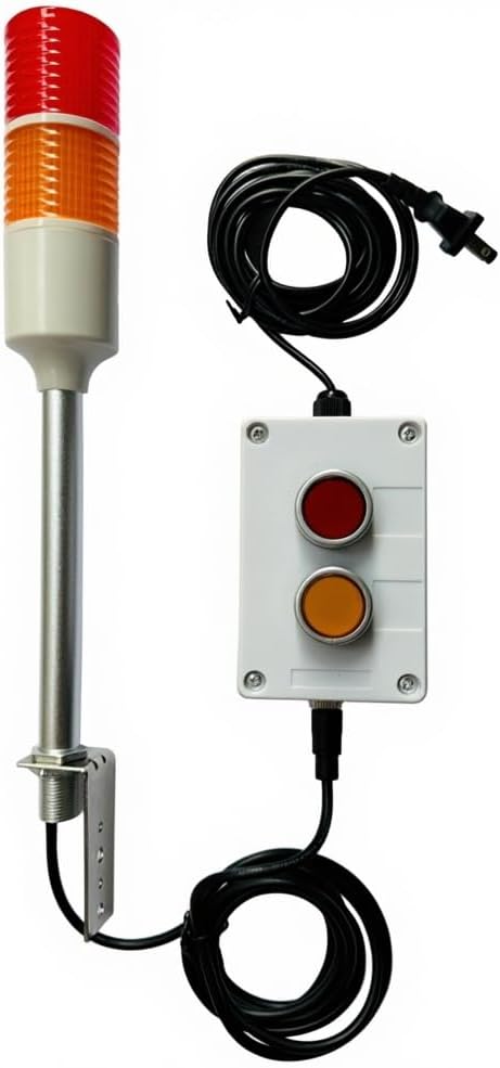 LED Tower Lights 2 Stack Super Bright Red/Yellow Signal Lamp ON/Off Switch Industrial Adapter Andon Light Extension Cord，US Plug