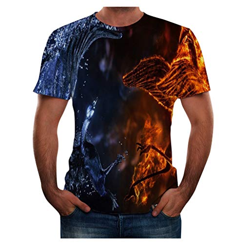 LANSKIRT Camisetas Hombre Camisa con Estampado 3D En Contraste Primavera Verano Tops Diarias Polos T Shirt Camisetas Hombre Camiseta Manga Corta Hombre Talla Grande S-XXXL