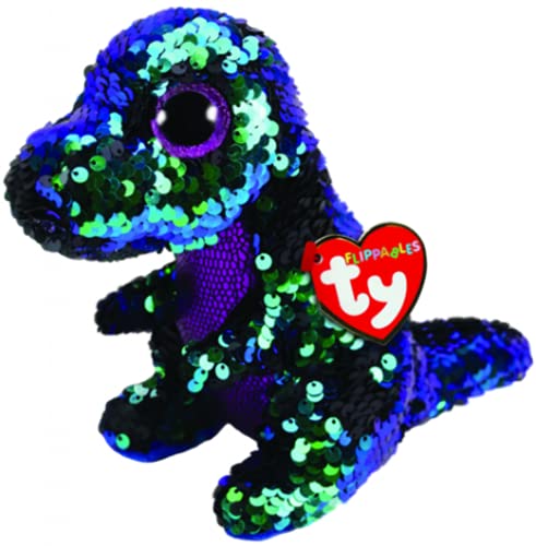 Ty Flippables Crunch The Green/Purple Sequin Dragon - 6"