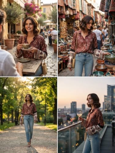 Image of GRECIILOOKS Women Printed Formal Shirt | Stylish Office Top | Casual Full Sleeve Shirts | Trendy Summer Tops | Smart Casual Printed Top for Women's | French Crep Button Down Modern Fit