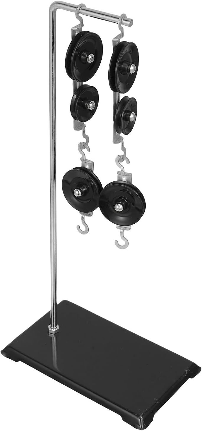 Metal Pulley Block Set with Stand, 13.4 Inch Physics Experiment Kit - Block and Tackle Pulley System for Science Project, Educational Laboratory Mechanics Equipment for Kids & Classroom