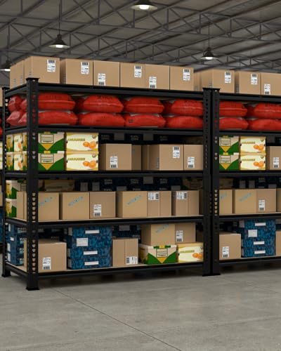 Image of PrimeZone Heavy Duty Garage Storage Shelves - 48 inch W X 24 inch D X 72 inch H Adjustable Metal Shelving Unit, 5 Tier Industrial Shelves for Storage Standing Utility Rack for Warehouse, Basement, Black, 5 Pack