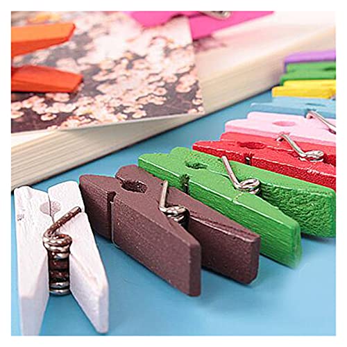Pennenzak 100 stks/mooie mini gemengd kleur papier wasknijper ambachtelijke clips 35mm kleurrijke hout clip foto clips… - Image 4