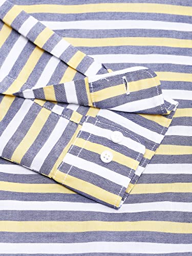 Image of Dennis Lingo Men's Cotton Slim Fit Striped Casual Shirt (Long Sleeves)
