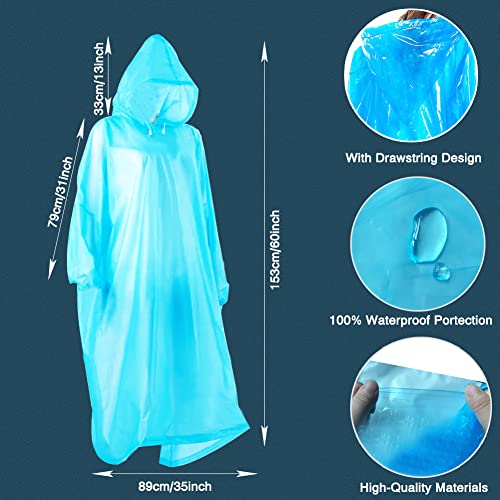 5 stuks wegwerp regenponcho's - one size regenponcho waterdichte noodregenjassen regenponcho volwassen regenjassen met… - Image 3