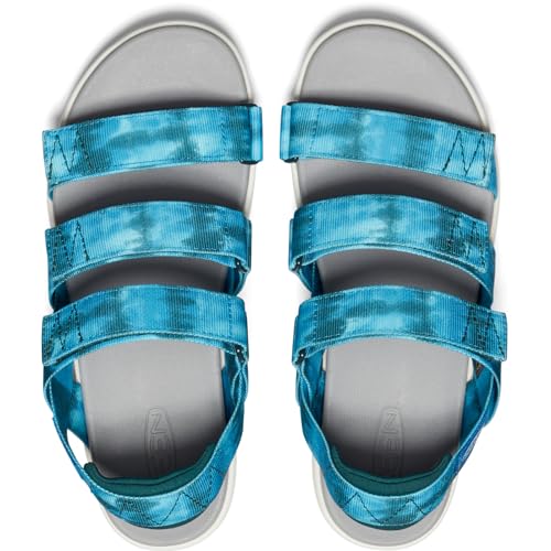KEEN Women's Elle Strappy Casual Platform Open Toe Wedge Sandals, Seamoss Tie Dye/Star White, 9.5 Medium US