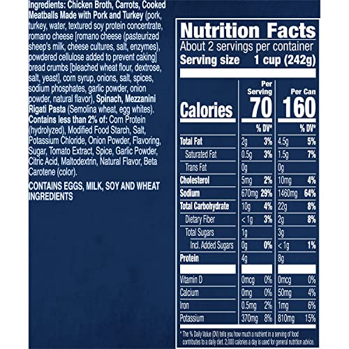 Image of Progresso Light Italian-Style Wedding Canned Soup, 18.5 oz | 160 Calories per Can, Pork & Turkey Meatballs with Carrots & Spinach in Chicken Broth, No Artificial Flavors or Colors
