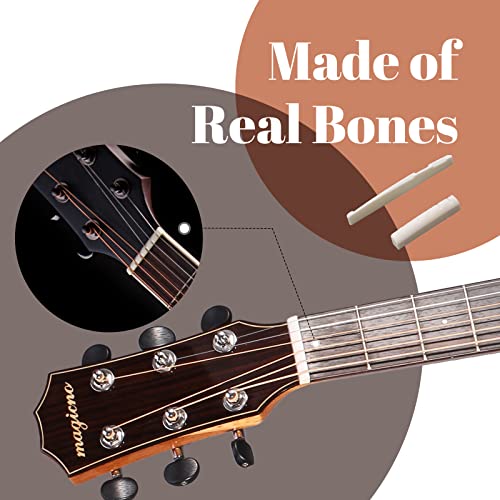 Huatool Bone Nut And Saddle Acoustic Guitar 2 Sets, 4 Pieces, Made Of Real Cow Bone Used For 6 String Acoustic Guitar, Fit For 74Mm Bridge Slot #TOP4