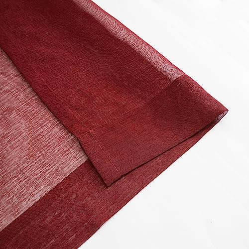 Image of Sheer Curtains 84 inch Length 2 Panels Set, Semi Sheer Privacy Curtain Drapes, Burgundy Rod Pocket Window Treatments Voile Curtains for Windows Living Room Bedroom Sunroom French Doors, 52 inchW x 84 inchL