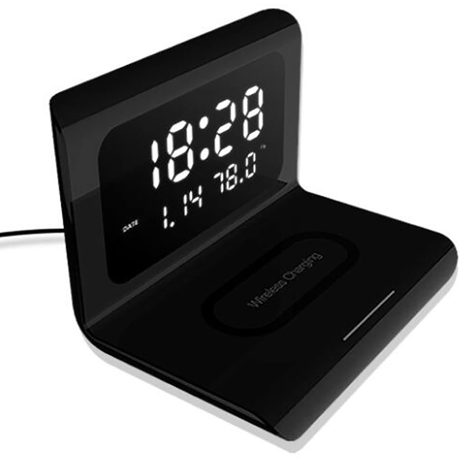 Sveglia Digitale con Caricatore Wireless, Sveglia a LED con termometro e Tempo per Viaggi in Ufficio, Arredamento Camera da Letto, Bambini, Adolescenti, Adulti, Regali