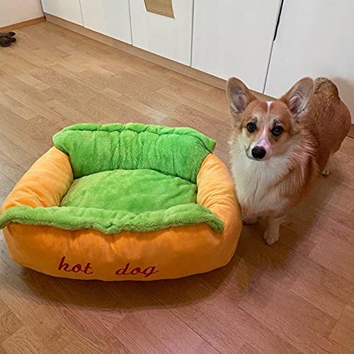 Syfinee Hot Dog Bett für große Hunde und Katzen, weiche PP-Baumwolle, warm, weich