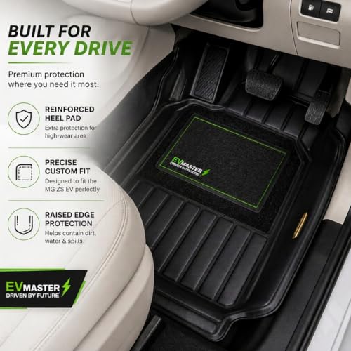 Image of EV MASTER 9D Car Floor Mats for MG ZS EV Hybrid (2026 Onwards) Complete Set | Anti Slip Full Coverage Premium Luxury Car Floor Mats | Washable Waterproof All Weather